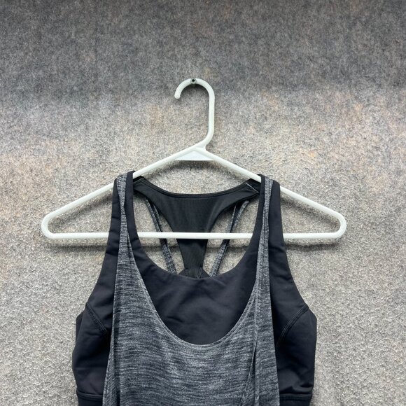Lululemon Tank Top Women 8 Black All Tied Up Built-In Gray Heather Strappy - Picture 6 of 9